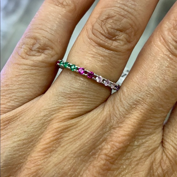 Jewelry - Dainty rainbow colorful Eternity Wedding Band